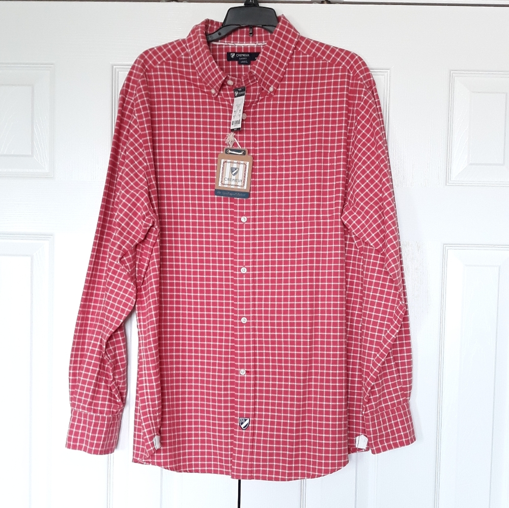Cremieux men's shirt lightweight oxford long sleeve berry pink size L NWT